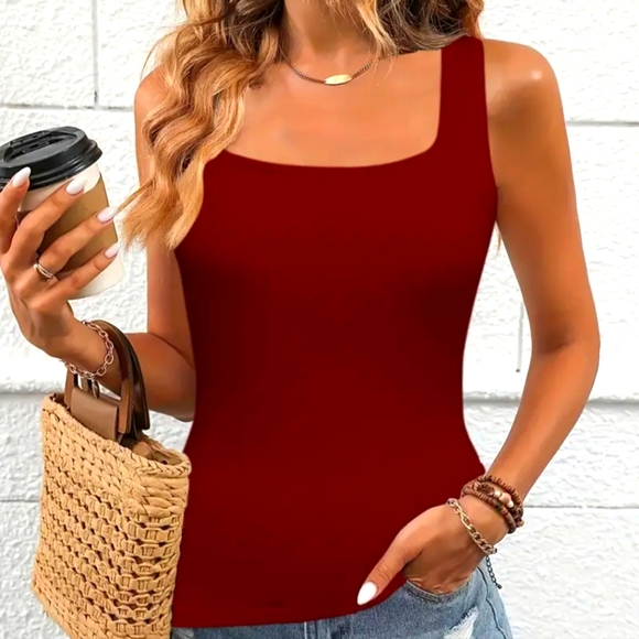 Deep Red Tank Top Size L - Picture 1 of 5